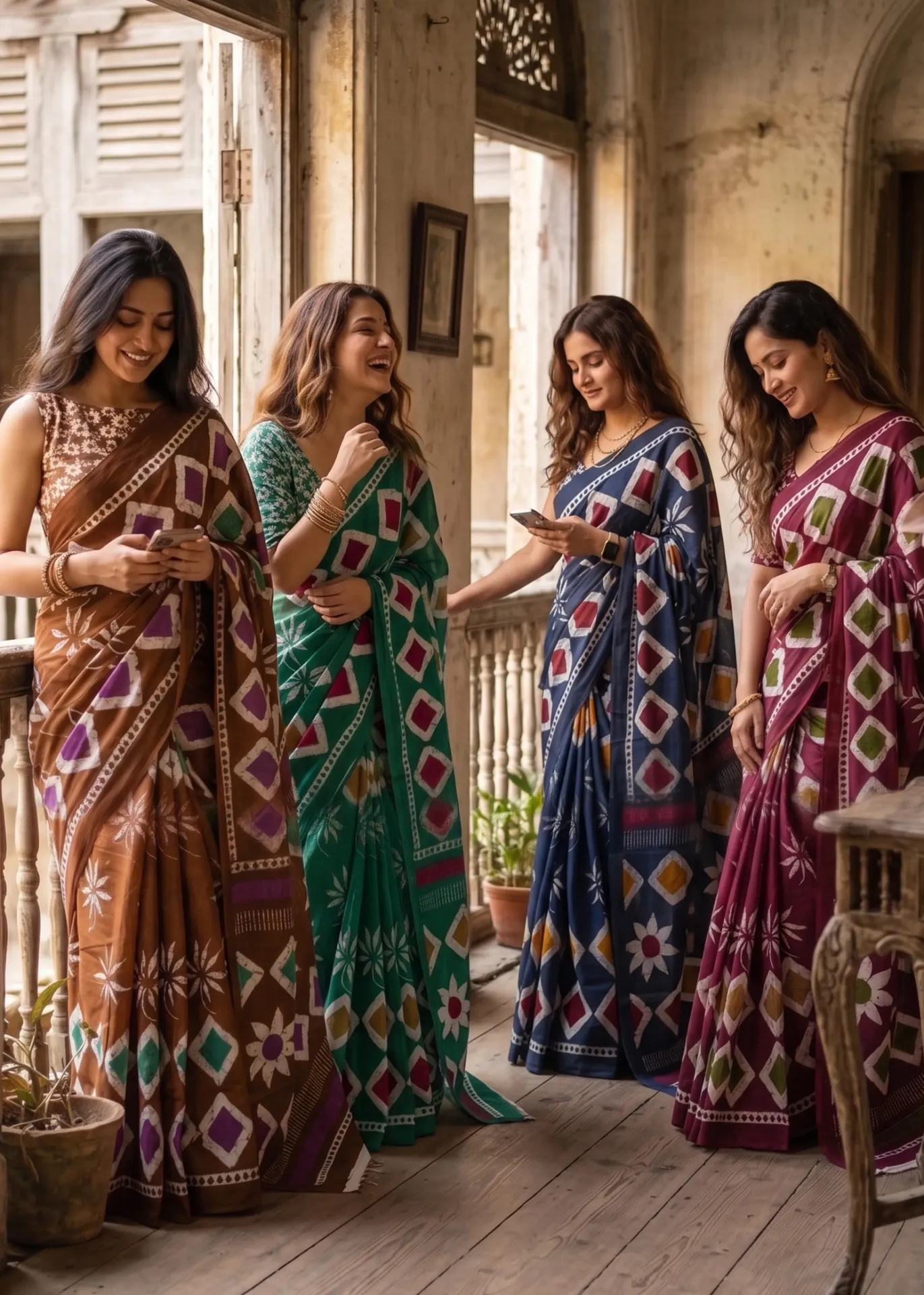 Cotton batik saree