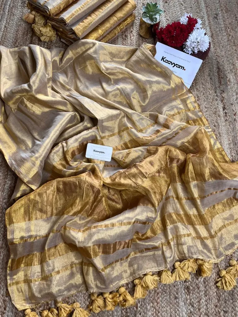 Gold slik saree